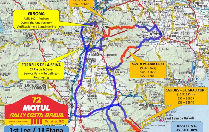 The itinerary of the 72 Rally Motul Costa Brava is now available