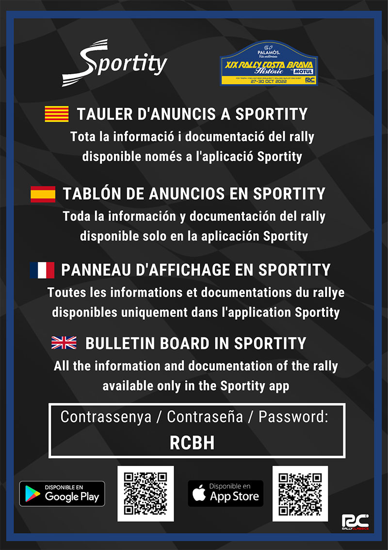 Tablón anuncios 70 Rally Costa Brava 2022