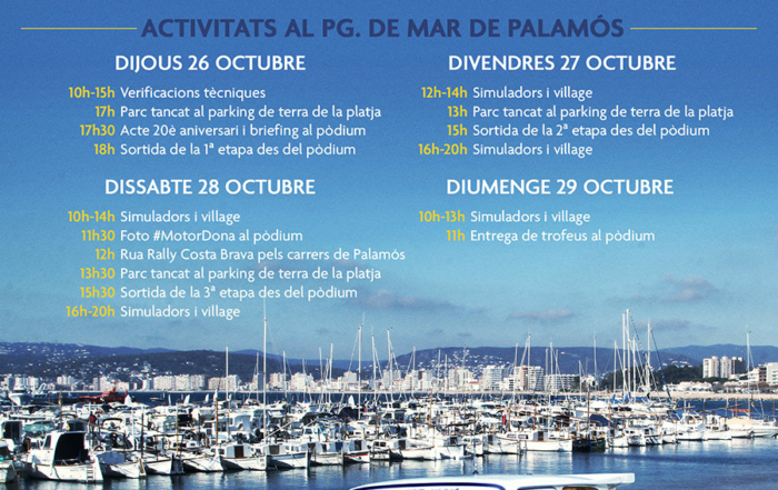 Programme d’activités sur le Passeig del Mar de Palamós (26-29 oct)
